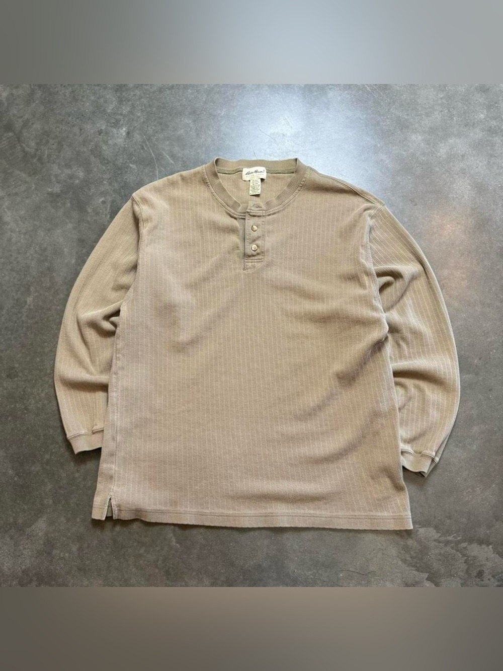 Vintage Eddie Bauer Ribbed Henley Shirt Sz XL